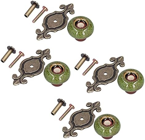 4 Set Zinc Alloy Round Cabinet Knob Drawer Pull Handle Green for Furniture Wardrobe Bathroom Hardware
