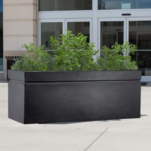 Image of Go Hooked Recta 36x14 Inch Large Planter Pot | Big Size Outdoor & Indoor Pot for Plants | Modern Design, Lightweight & Durable Rectangle Polymer Flower Pot for Balcony, Terrace & Garden (Black)