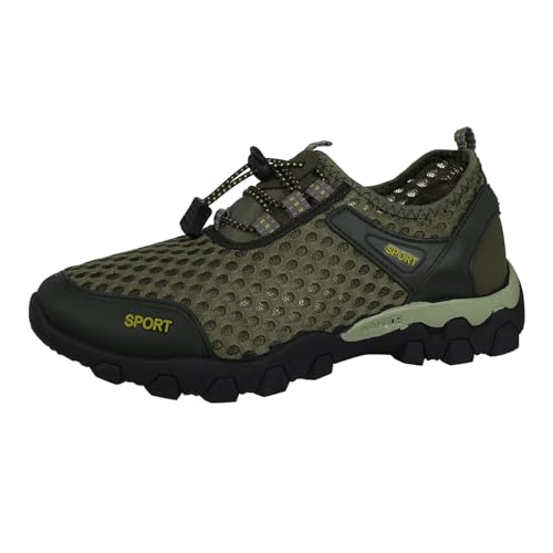 Zapatos de senderismo para hombre, ligeros, para exteriores, de malla, para caminar, ortopédicos, ligeros, transpirables, de verano, para exteriores, deportes descalzos, verde, 44 EU