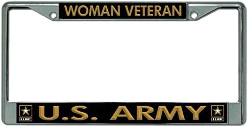 Woman Veteran U.S. Army Chrome License Plate Frame