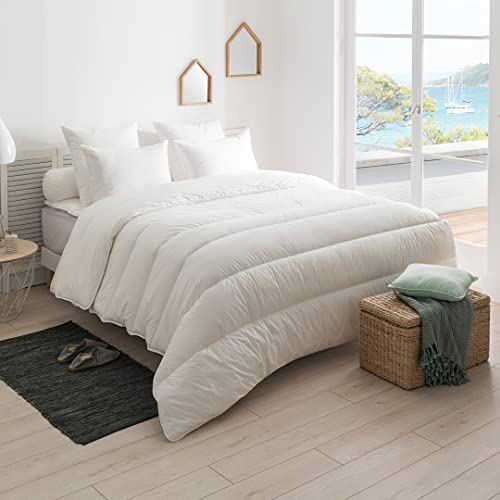 DODO - Couette Légère Anti-Acariens 140x200 cm - pour Lit 1 Personne - Tissu 100% Coton Naturel - Garnissage 100% Thermocomfort Polyester Fibre Creuse - Lavable en...