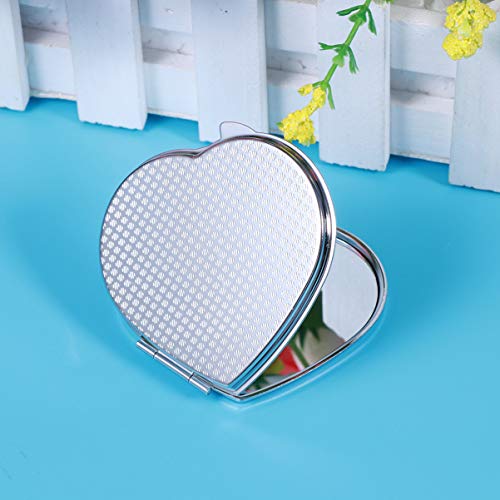 Espejo compacto doble cara en forma de corazón portátil miniatura 3
