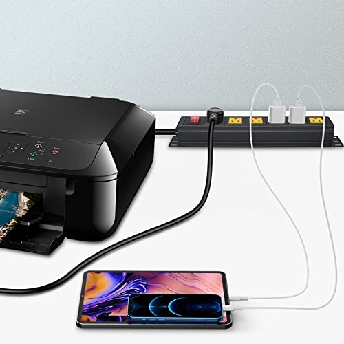 6 Outlet Metal Power Strip,Heavy Duty Wide Spaced Power Strip,Wall Mount Power Strip For Home Office Garage Workbench,6Ft Extension Cord,Yellow #TOP5