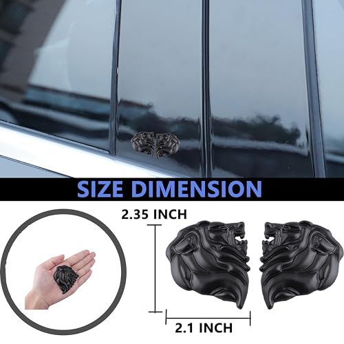 Image of 2PCS Lion Head Metal car Emblem 3D Animal Decoration Metal car Badge Rear car Tail Decoration Sticker (Black)