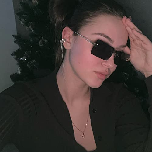 Image of Rectangle Sunglasses for Women Men Fashion Retro Rimless Frameless Tinted Lens Sun Glasses Shades 2026 Stylish