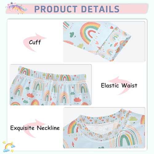 senya Blue Rainbow Cloud Pajamas Set Long Sleeve Soft Cotton Sleepwear 2 Piece4