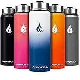 HYDRO CELL Stainless Steel Insulated Water Bottle with Straw - For Cold & Hot Drinks - Metal Vacuum Flask with Screw Cap and Modern Leakproof Sport Thermos for Adults (Navy/White 24oz)