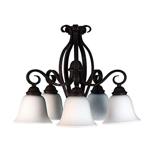 HOMEnhancements- 5 Light Nook Chandelier- El Paso Series- Oil Rubbed Bronze Finish- White Glass- 20"H x 22"W x 22"D- 5x60W (M)- #16221