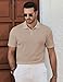 Elegancity Herren Poloshirts Khaki Kurzarm Einfarbig Strick Sommer Golf Shirt Freizeit T Shirts Regular Fit Urlaub Polohemd XL