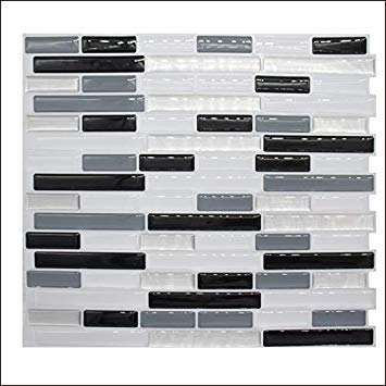 GlobalNiche Modern 3D Tile Sticke Decor Brick Mosaic Kitchen Bathroom 3D Self Adhesive Wallpaper Decoration DIY for Living Room Porch Color Mosaic Dimensions 4PCS