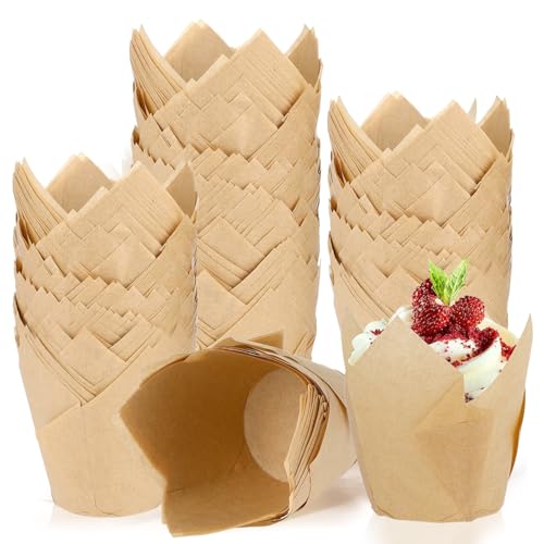 Listado de Papel para magdalenas los más recomendados. 49 200 Forros de Tulipán para Magdalenas, Capacillos para Cupcakes, Envolturas de Magdalenas a Prueba de Grasa para Wedding, Birthday, Fiestas (Color del papel kraft)