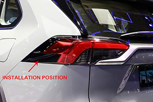 Kadore for Toyota RAV4 2019-2020 Back Tail Lamps Lights Cover Trim Exterior Accessories Black Matte 4-pc - Thumbnail 2