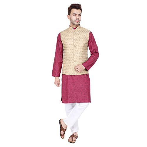 Image of Badoliya & Sons Men's Brocade Zari Nehru Jacket /Waist Coat