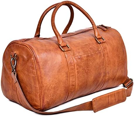 HandmadeTan Wash Leather Duffle Bag-Travel Weekender Bag Easy To Carry For All 1 HandmadeTan Wash Leather Duffle Bag-Travel Weekender Bag Easy To Carry For All
