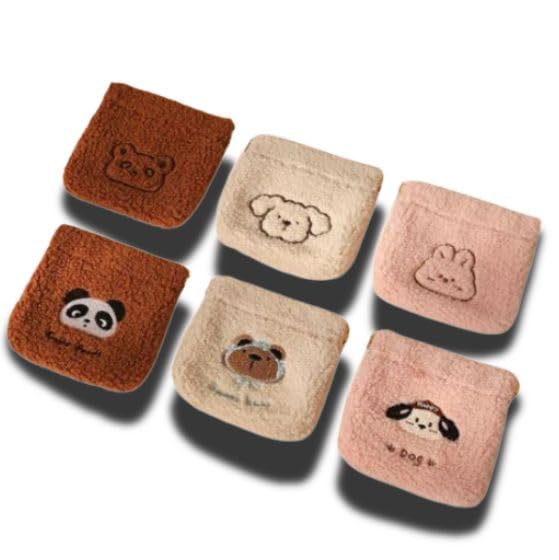 Prostuff.in® Cute Cartoon Animal Plush Pouch – Soft Sherpa Fleece Mini Coin Purse with Flap Closure | Small Portable Wallet for Kids, Girls, Teens | Bear, Panda, Dog Face Design 1Pcs-image-9