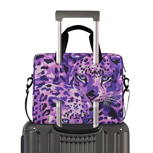 Maletín para portátil estampado de leopardo morado 13-15.6 pulg miniatura 3