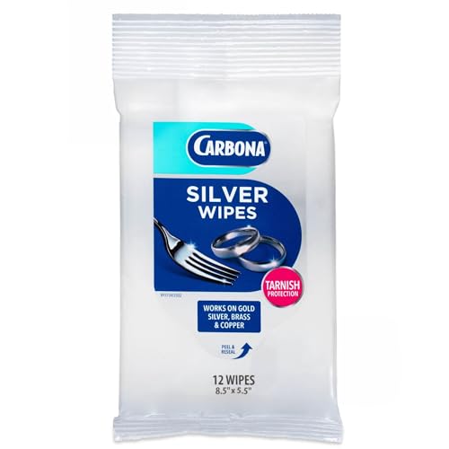 Carbona Silver Wipes | Metal Cleaner & Polish | 12 Wipes, 1 Pack