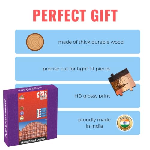 Image of Hawa Mahal, Jaipur 252pcs Wooden Jigsaw Puzzle by Playhills for Kids Adults | Focus and Mind Relaxation Puzzles - Ideal Gift for Children
