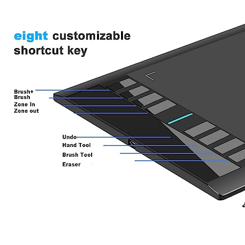Image of UGEE Drawing Tablet Graphics, M708 V2 Upgrade PC&Computer&Android Device,10x6 Inch Ultra Thin Large Graphic for PC, Pad with 8 Hot Keys Upgrade 16384 Level Battery-Free Stylus for Unleash Creativity