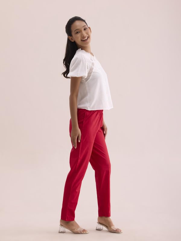 Image of GO COLORS Soft Cotton Pant Full Length for Women| Breathable, Mid Rise