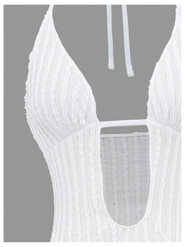 GORGLITTER Women's Sexy Beach Cover Up Double Slit Halter Backless Dress Summer Outfits 20254