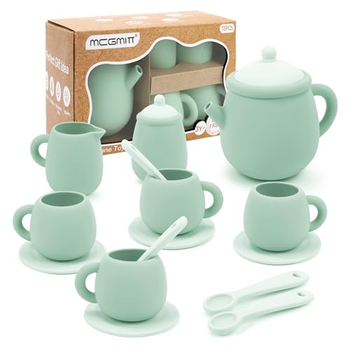 MCGMITT Silicone Tea Set, Tea Party Set for Little Girls...