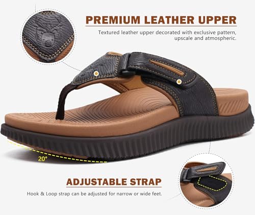 Image of KuaiLu Mens Orthotic Cushion Flip Flops Athletic Recovery Walking Sandals | Men's Lightweight Beach Sport Slides for Man Water Resistant Soles, Soft Comfort Fit & Arch Support
