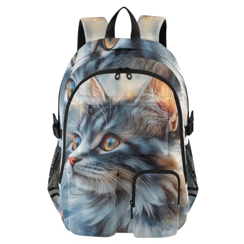 Mochila para adolescentes de gato bohemio que alivia el peso de libros y laptop