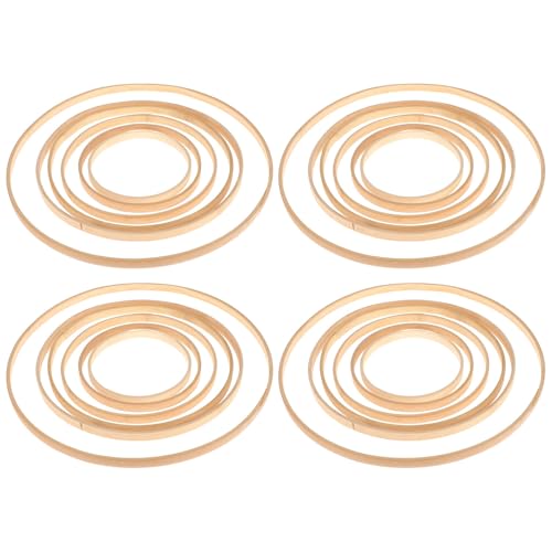 Toyvian 24 Piezas Aros de Bambú para Manualidades, Bastidor de Bordado, Aro Floral para Decoración de Bodas y Fiestas, Círculos de Bambú en Tamaños Variados para Atrapasueños y Guirnaldas