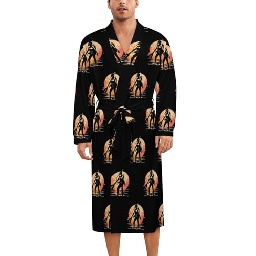 Sunset Diver Female Soft Robe Long Sleeve Bathrobes V Neck Sleepwear Spa Robes with Belt Men Woman