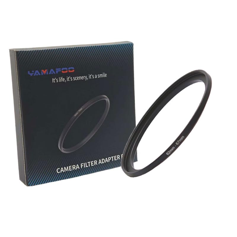 YAMAFOO 62mm to 67mm Step-Up Ring/Step Down Rings Filter Adapter for All Brands UV ND CPL Metal Ring Step-Up Rings Adapter Filter,Black(62-67)