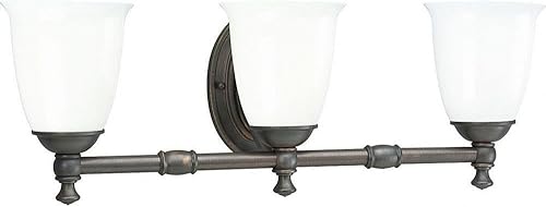 Progress Lighting P3029-74 3-Light Bath Bracket with White Opal Glass, Venetian 