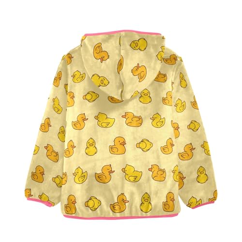 Rubber Duck Toddler Fleece Jacket Baby Girls Hooded Zipper Long Sleeve Thick Warm Outerwear 3-10 Years2