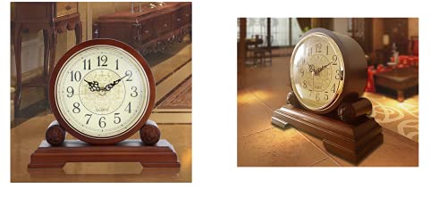 Reloj de escritorio sin tic-tac mecánico de madera maciza artesanal 8
