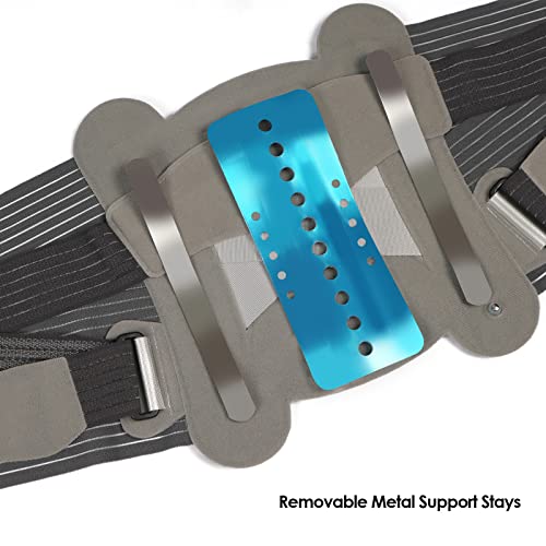 Aofit Back Brace Lumbar Support Belt With Adjustable Air Pump, 3 Removable Metal Stays, Compression Straps For Lower Back Pain Relief, L #TOP2