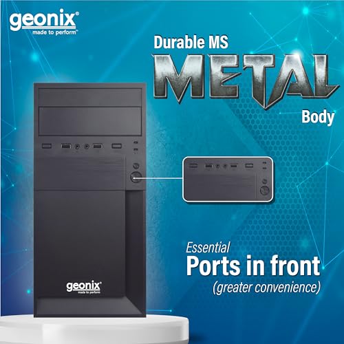 GEONIX Metal Gx-1714 Cabinet/Computer Case with Audio Port, 2 USB 2.0 Port, Micro/Mini ATX Compatible, Ideal for Home, Office, Gaming (Black) - Image 4