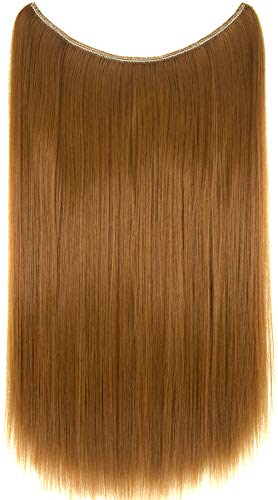 TOPREETY 24"100gr Halo Hair Extensions Elastic Invisible Wire Attached Light copper red #27S