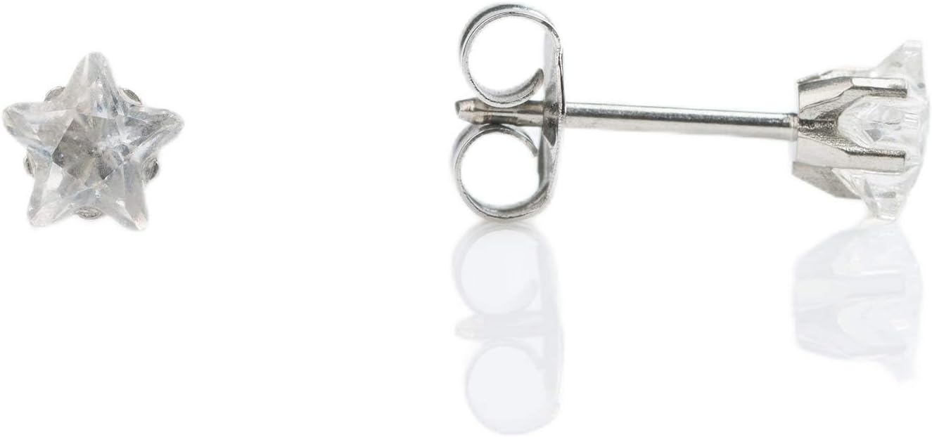 STUDEXSTUDEX Sensitive Star Cut Cubic Zirconia Stud Earrings 5mm | Hypoallergenic and Nickel Safe for Sensitive Ears | High Fashion Earrings for Women and Men