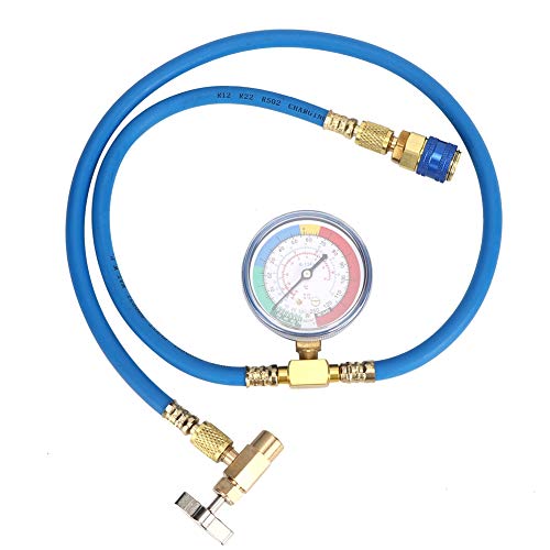 Akozon R134A Recharge Measuring Hose Gauge, Refrigerant Charging Pipe with Can Tap