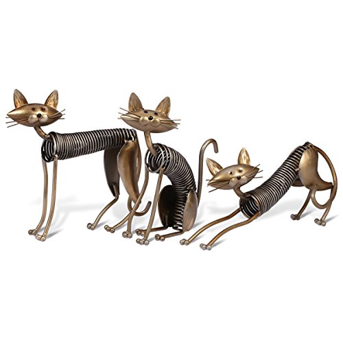 Tooarts Metal Cat Gifts Sculpture Figurine Animal Gifts Set Office Ornament Crafts Interior for Cat Lover Living Room Decorations