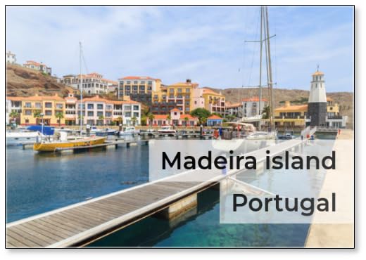 Marina Boats Yachts Colorful Houses Lighthouse, Madeira Island, Fridge Magnet