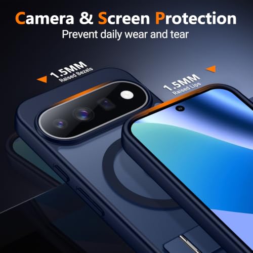 Image of SPIDERCASE Magnetic for Google Pixel 11 Pro XL Case,Built-in Stand,Blue | [3 Stand Ways] Invisible Kickstand|Translucent Matte|Drop Protection| Shockproof Slim Case