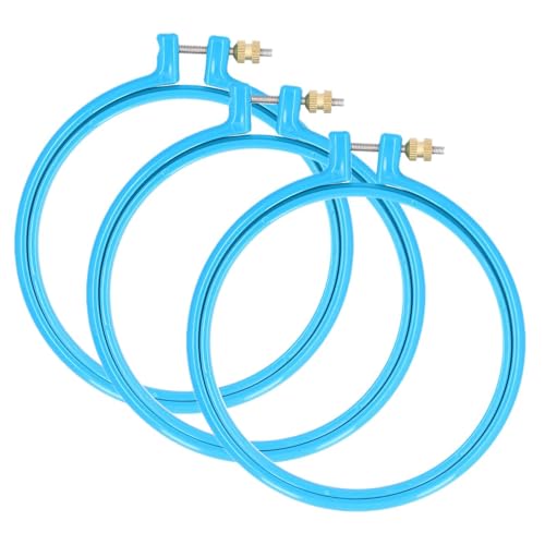 Image of 3PCS 5in Plastic Embroidery Hoop Set, Mini Cross Stitch Hoop Circle Sewing Ring with Adjusting Screw, Plastic Embroidery Rings for Beginners and Crafters