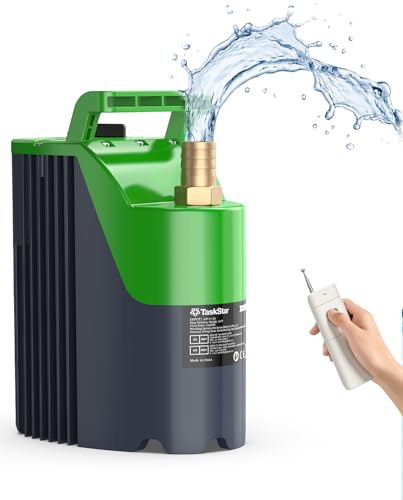 TaskStar Cordless Submersible Water Pump Portable Battery Powered Utility Transfer Pump with Remote Control 60-Min Runtime 30FT Lift for Pool Cover Hot Tub Basement and Garden