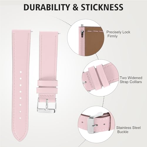 Italy Genuine Leather Watch Bands Men Women Compatible with Samsung Galaxy Watch Band, 20mm 22mm Lugs Watch Straps, Quick Release Wear-resistant Sweat-Resistant Smartwatch Replacement Strap
