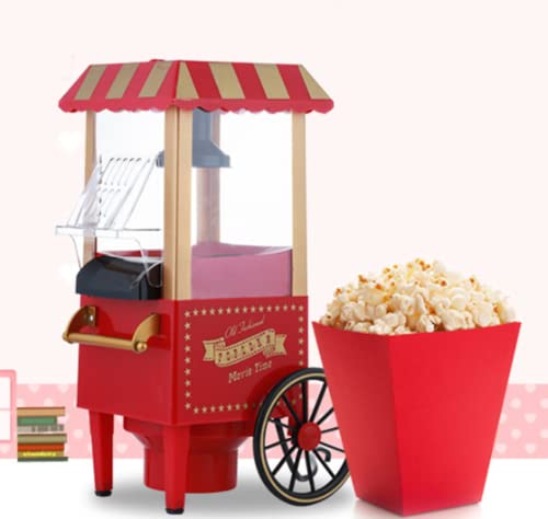 TYPING Popcornmaschine Retro 1100W Für Zuhause Gesunde Und Leckere Snacks Für Kinder Und Erwachsene (rot), 24x18x40cm