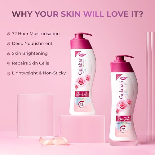 Image of Dabur Gulabari Moisturizing Body Lotion - 1230ml (Pack of 3 x 410ml) | For Dry & Dull Skin | Made with 100% Organic Rose Oil | Dermatologically Tested & Paraben Free
