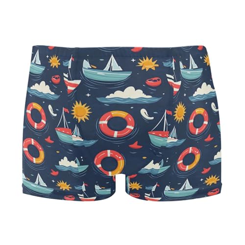 Beach Wave Sailboat Mens Swim Trunk Swimwear Bathing Suit Swim Brief Square Leg Board Short S B0403822