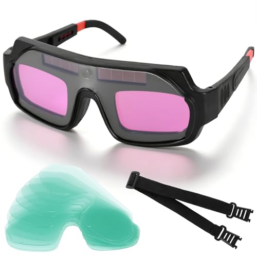 Image of Welding Glasses Auto Darkening, True Color Solar Welding Goggles with Adjustable Eye Legs, Welding Safety Glasses Eyes Protective with 10 Replacement PC Lens,Welder Mask Welding Helmet for TIG MIG ARC