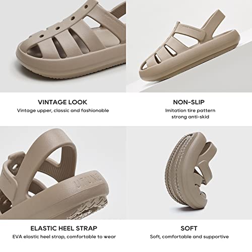 utune Sandals For Women,Casual Open Toe Cloud Slide Sandals Soft Thick Sole Non-Slip Indoor Outdoor Summer Sandal3